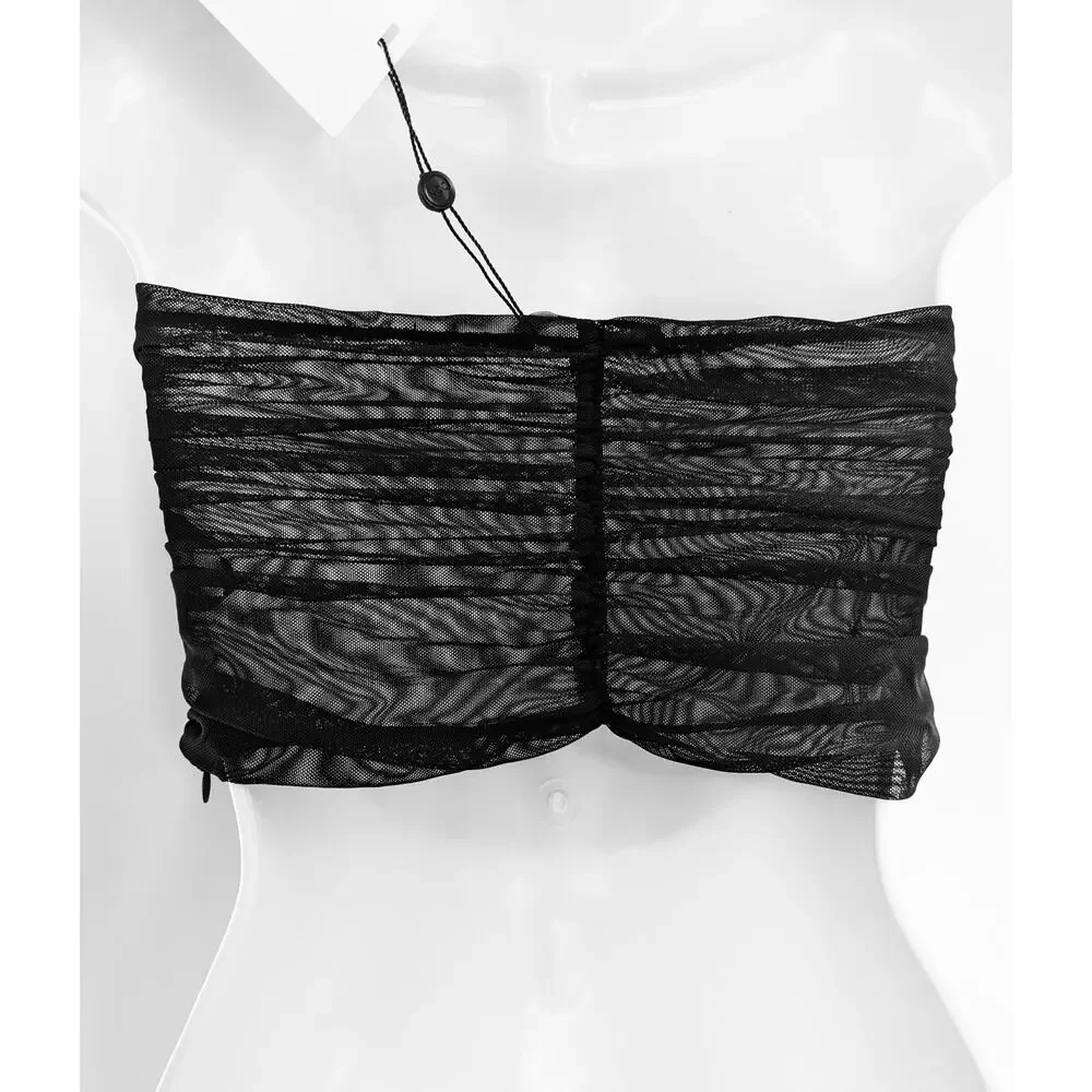 Black Strapless Bustier Corset Tulle Crop Top Nocturne - Picture 8 of 12